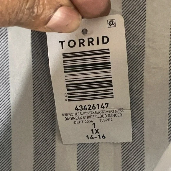 Torrid women’s Sz 1X blue& white Striped Skater Mini Dress summer - Picture 9 of 12